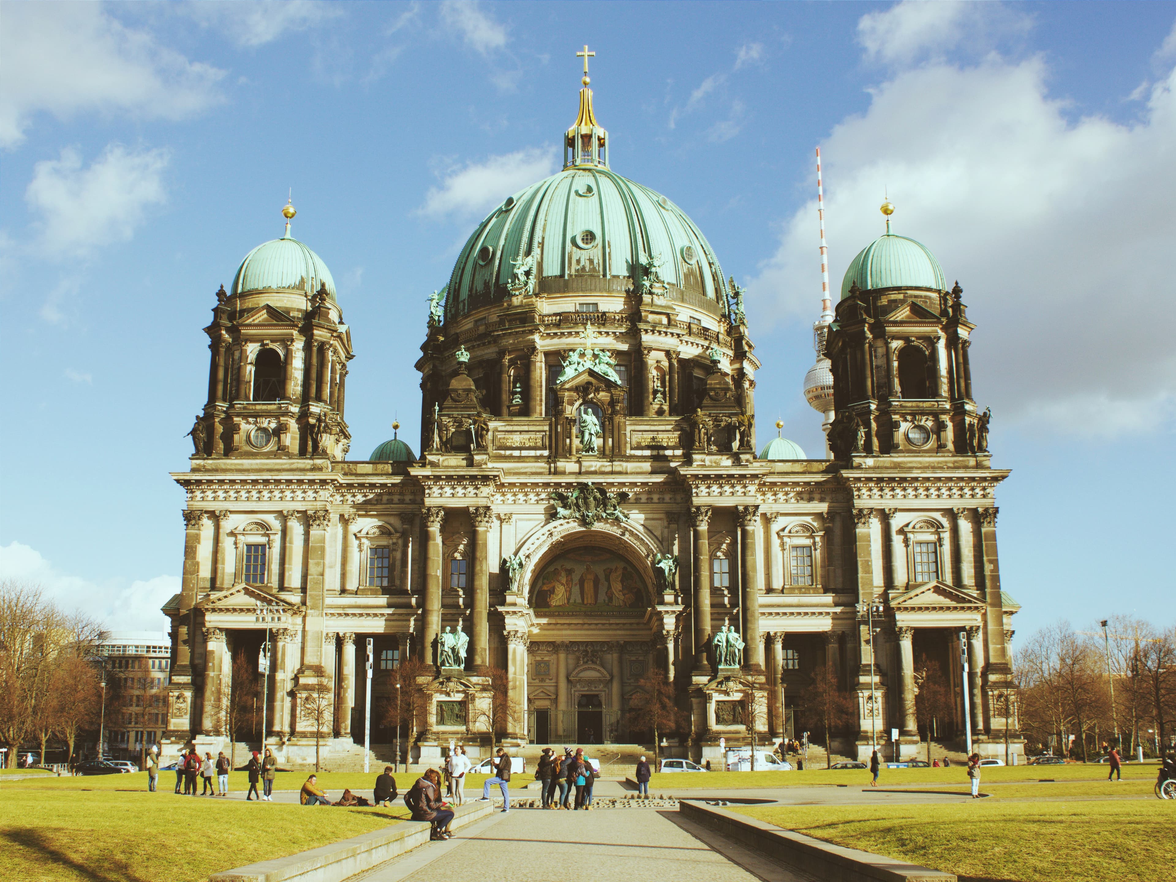 Berlin Cathedral under a bright blue sky