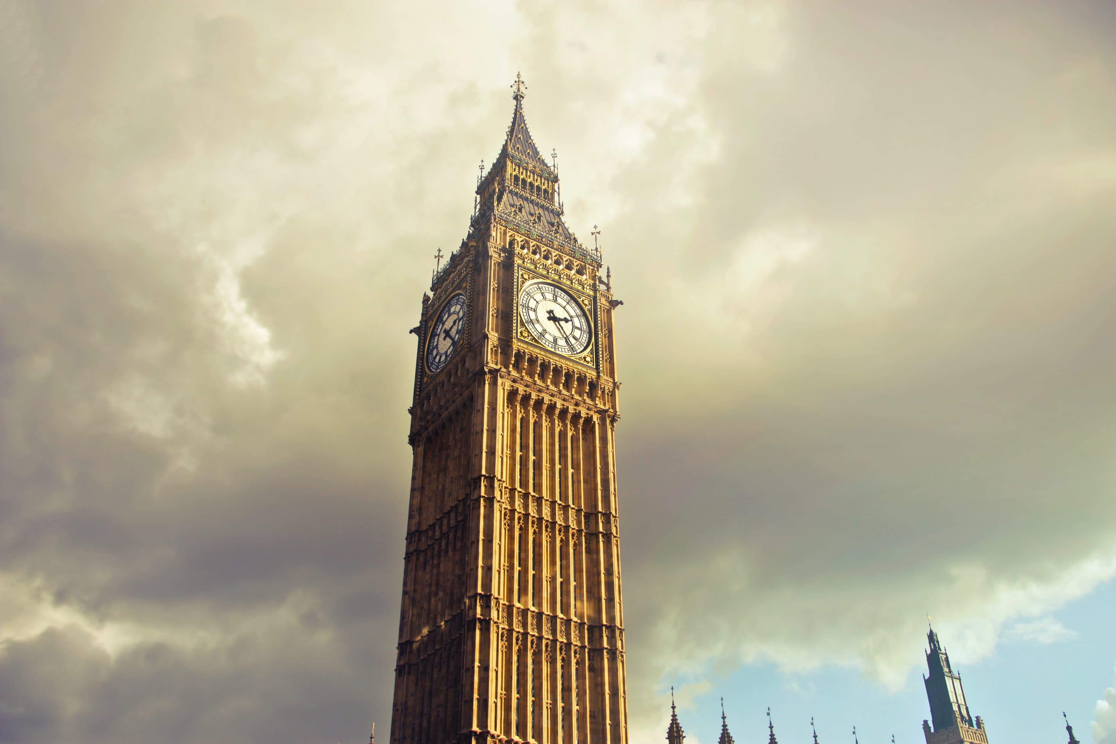 Big Ben rising above London under a cloudy sky